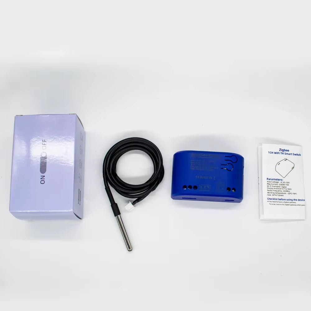 Zigbee Smart Temperature Switch 16A 2000W with Temperature Sensor Thermostat Data Monitoring Compatible with Alexa,Tuya