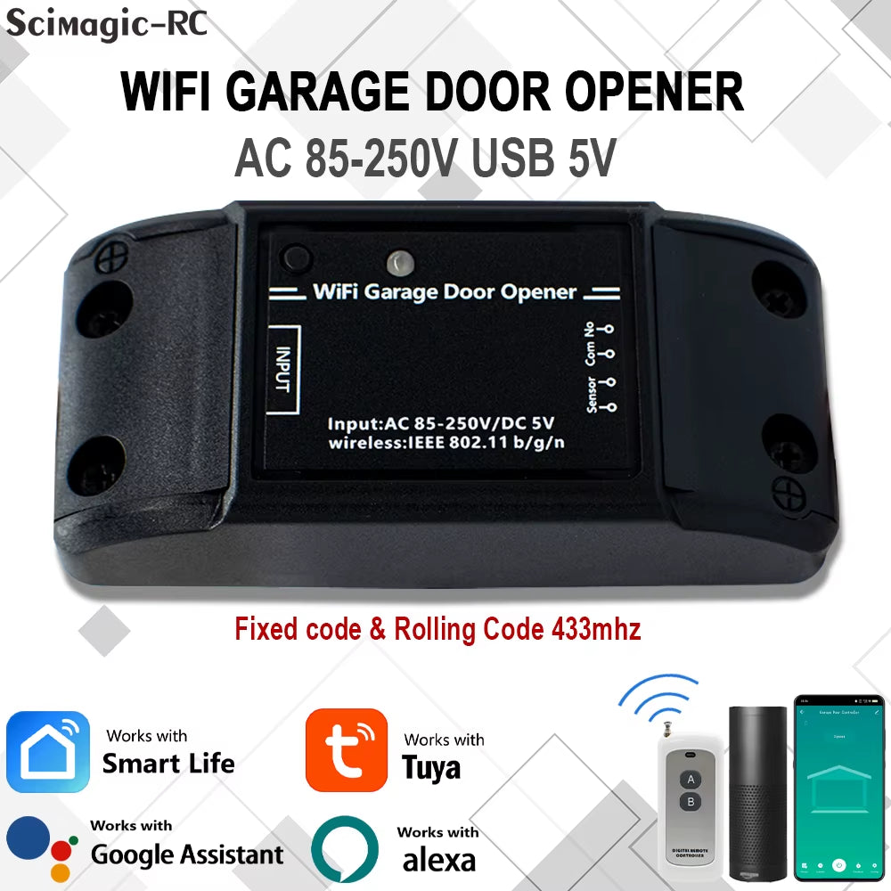 Tuya Wifi Switch Smart Garage Door Opener Controller Smart Home Module Smart Life APP Remote Control Supports Alexa Google Home