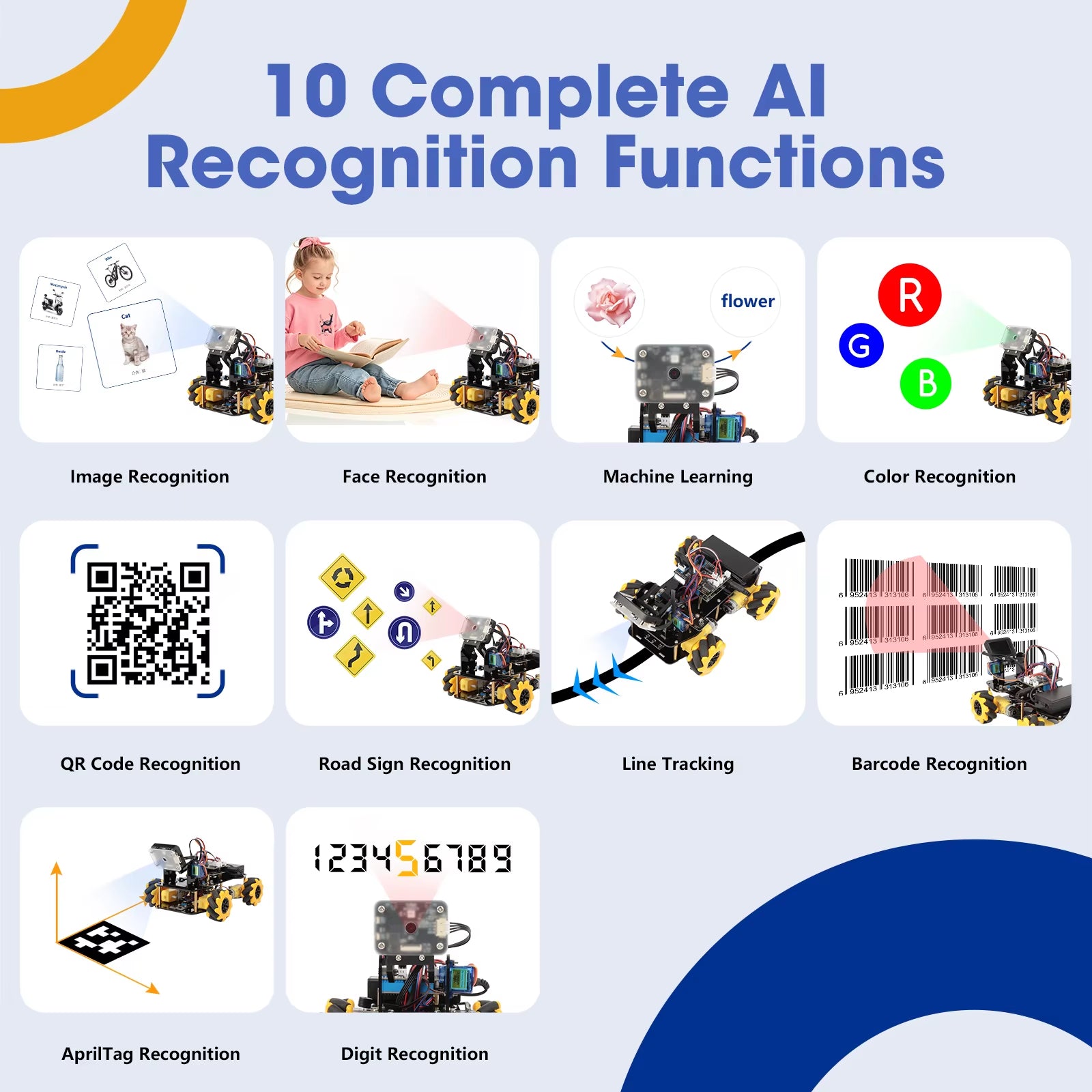 ACEBOTT AI Robot Car Kit with Real-Time Object Detection and Tracking for Arduino Smart Robotics Programming Kit