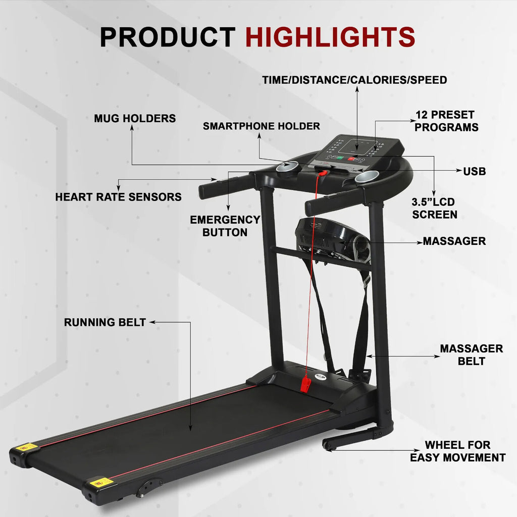 Treadmill Electric Motorized Massager & Incline Foldable Running Machine Home UK