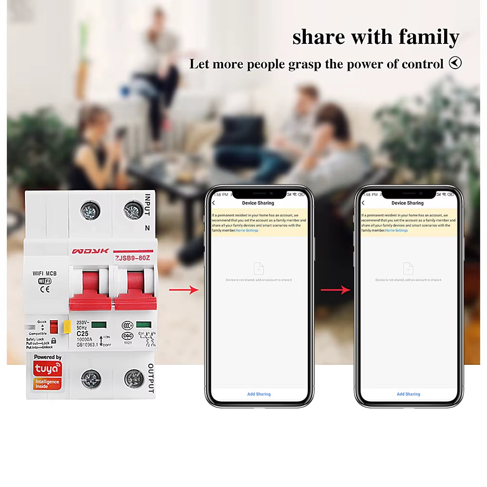 Smart Life(Tuya) App 2P Wifi Smart Circuit Breaker Overload Short Circuit Protection with Alexa Google Home for Smart Home