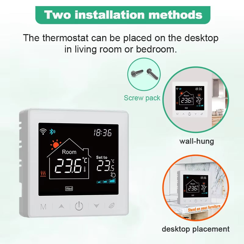 Tuya Wifi Boiler Thermostat Wireless Battery Gas Boiler Smart Thermostat Temperature Controller Alexa Google Home Smart Lile