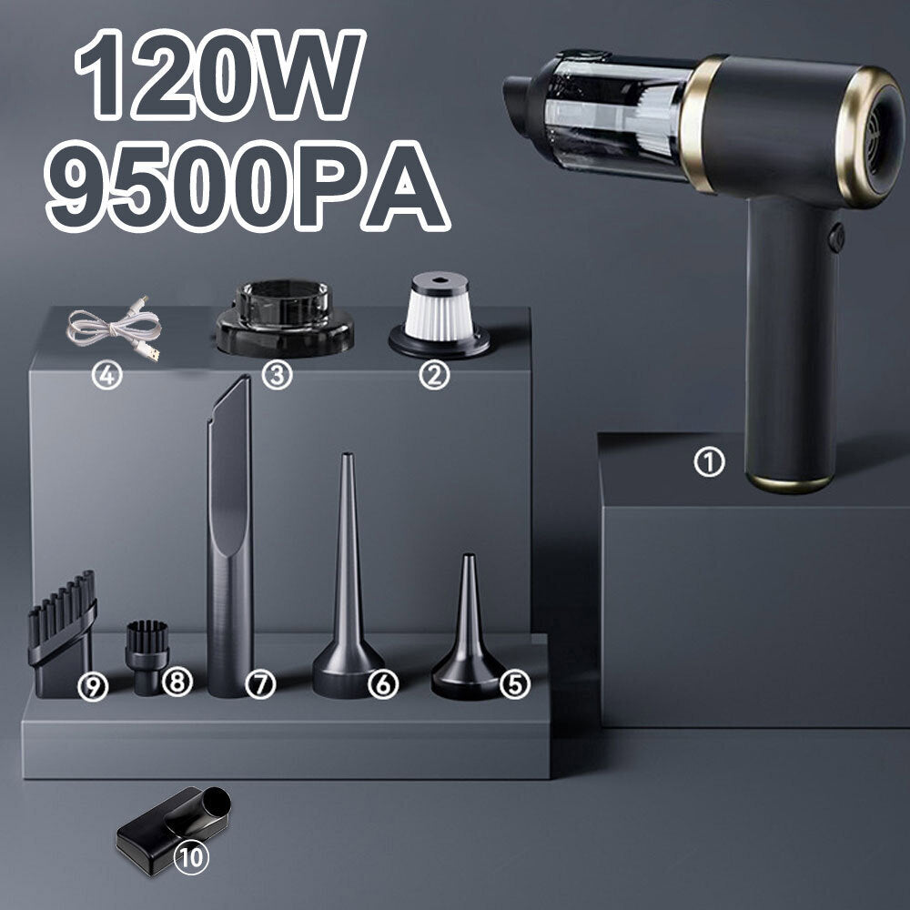 95000PA 4 IN1 Wireless Car Vacuum Cleaner Strong Suction Handheld Vacuum Home