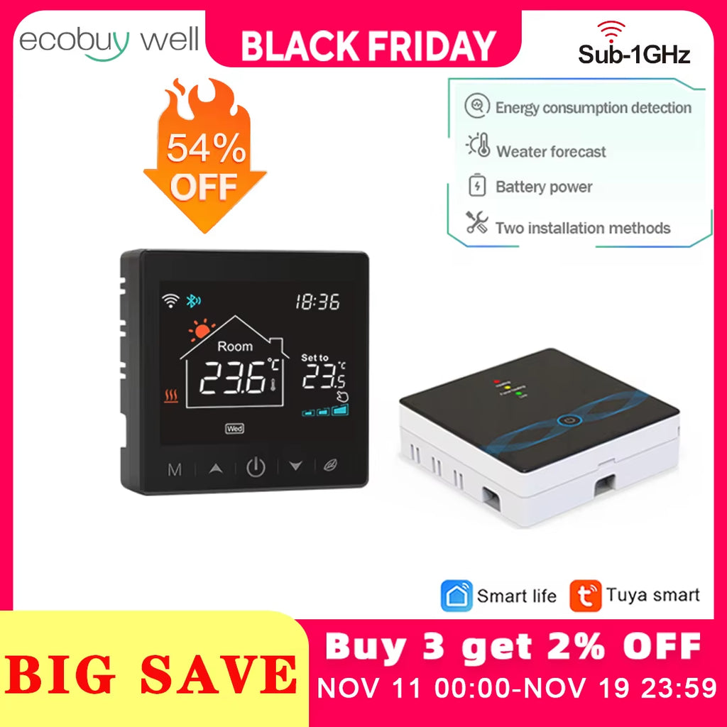 Tuya Wifi Boiler Thermostat Wireless Battery Gas Boiler Smart Thermostat Temperature Controller Alexa Google Home Smart Lile