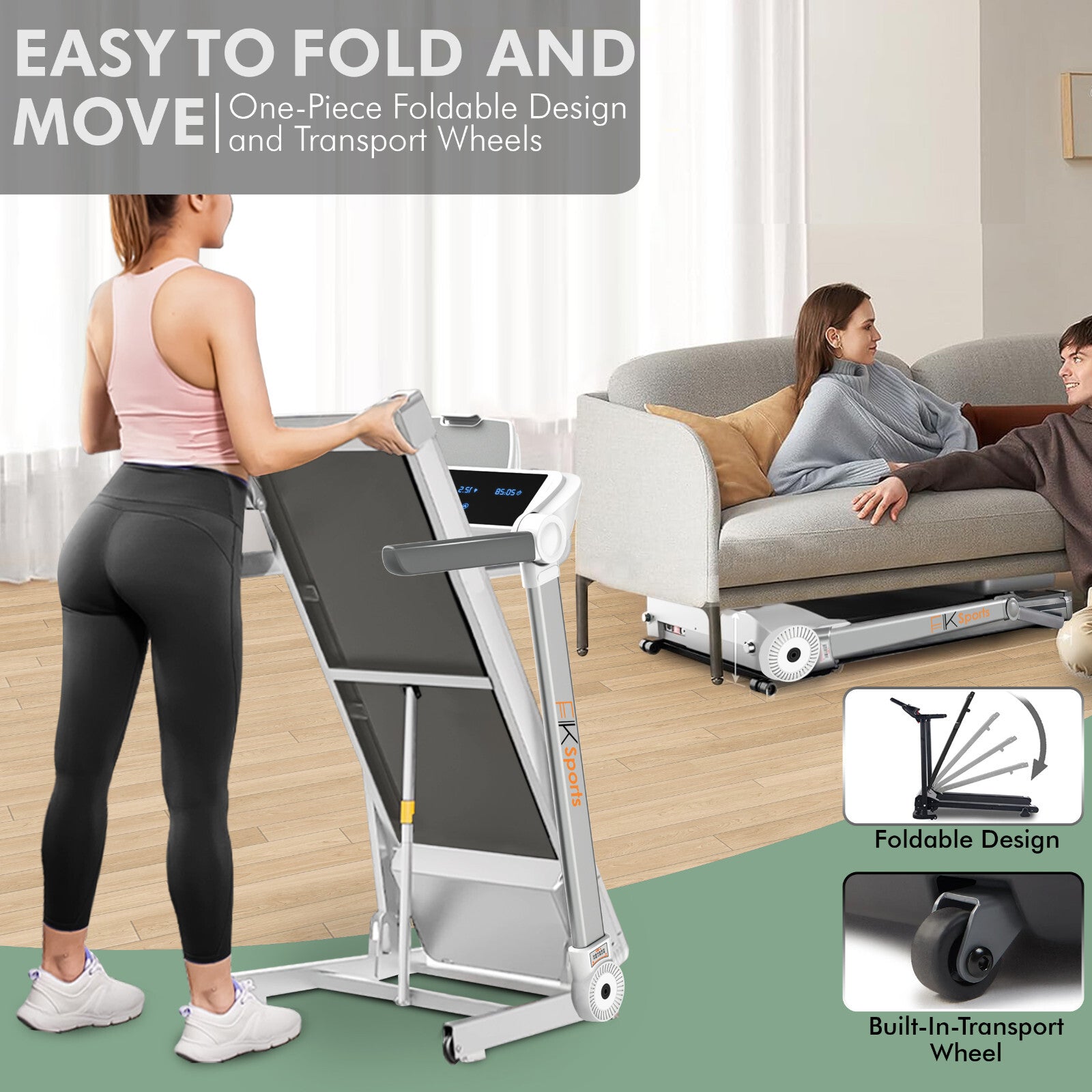 Treadmill Electric Motorized Massager & Incline Foldable Running Machine Home UK