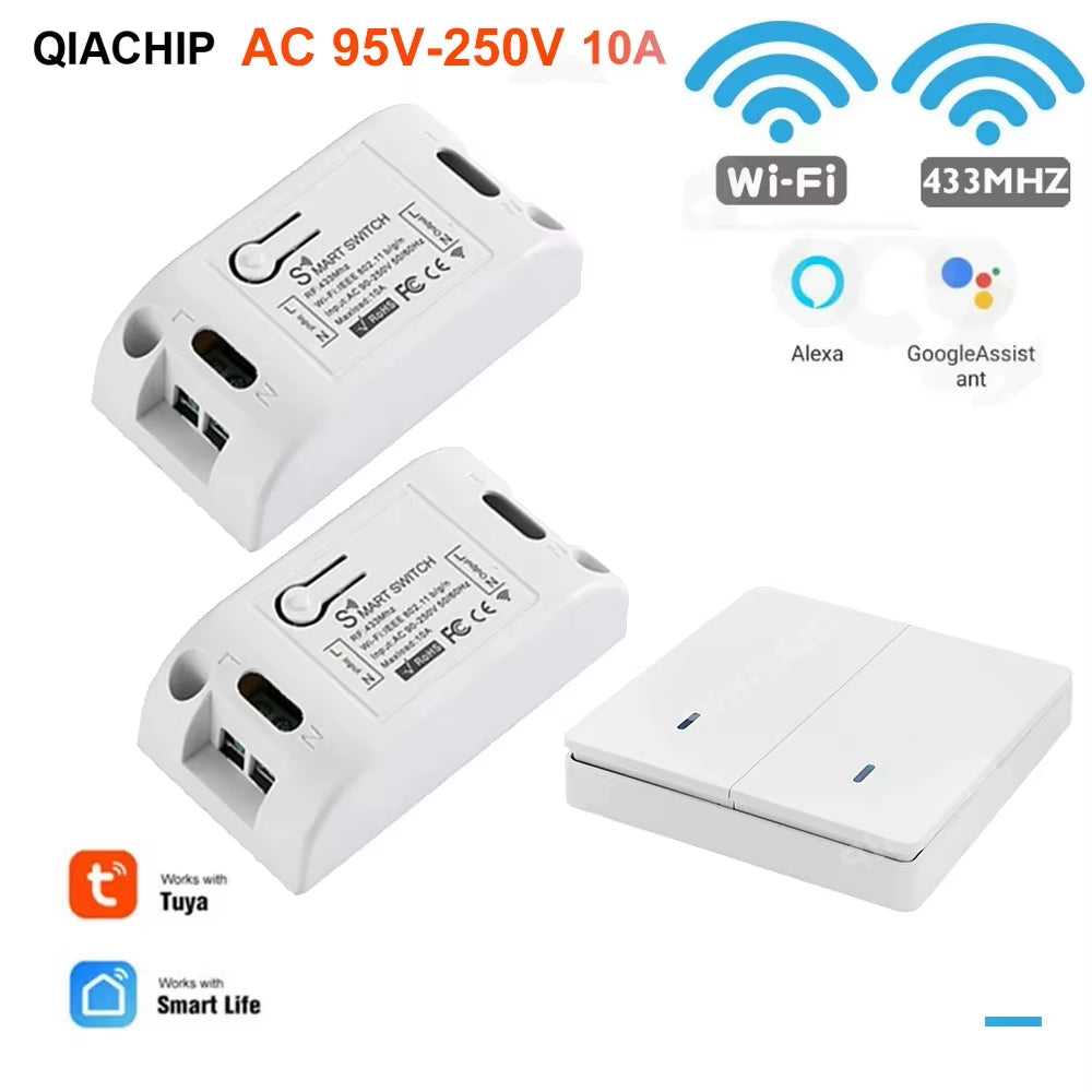 Tuya Wifi Smart Switch&433Mhz Wireless LED Light Switch 110V Receiver Relay 220V Remote Control Work with Smart Life Alexa