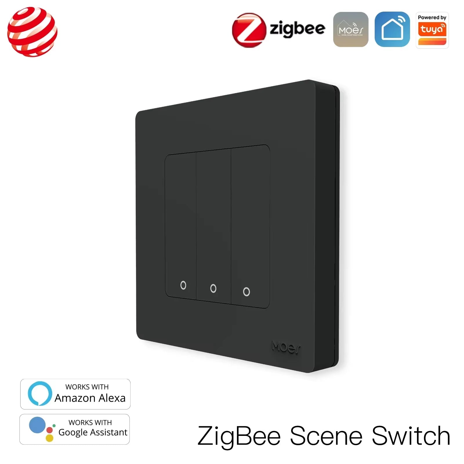 MOES Star Ring Switches Zigbee3.0 Tuya Smart Push Button Light / Scene Switch Smart Life APP Remote Control Alexa Google Voice