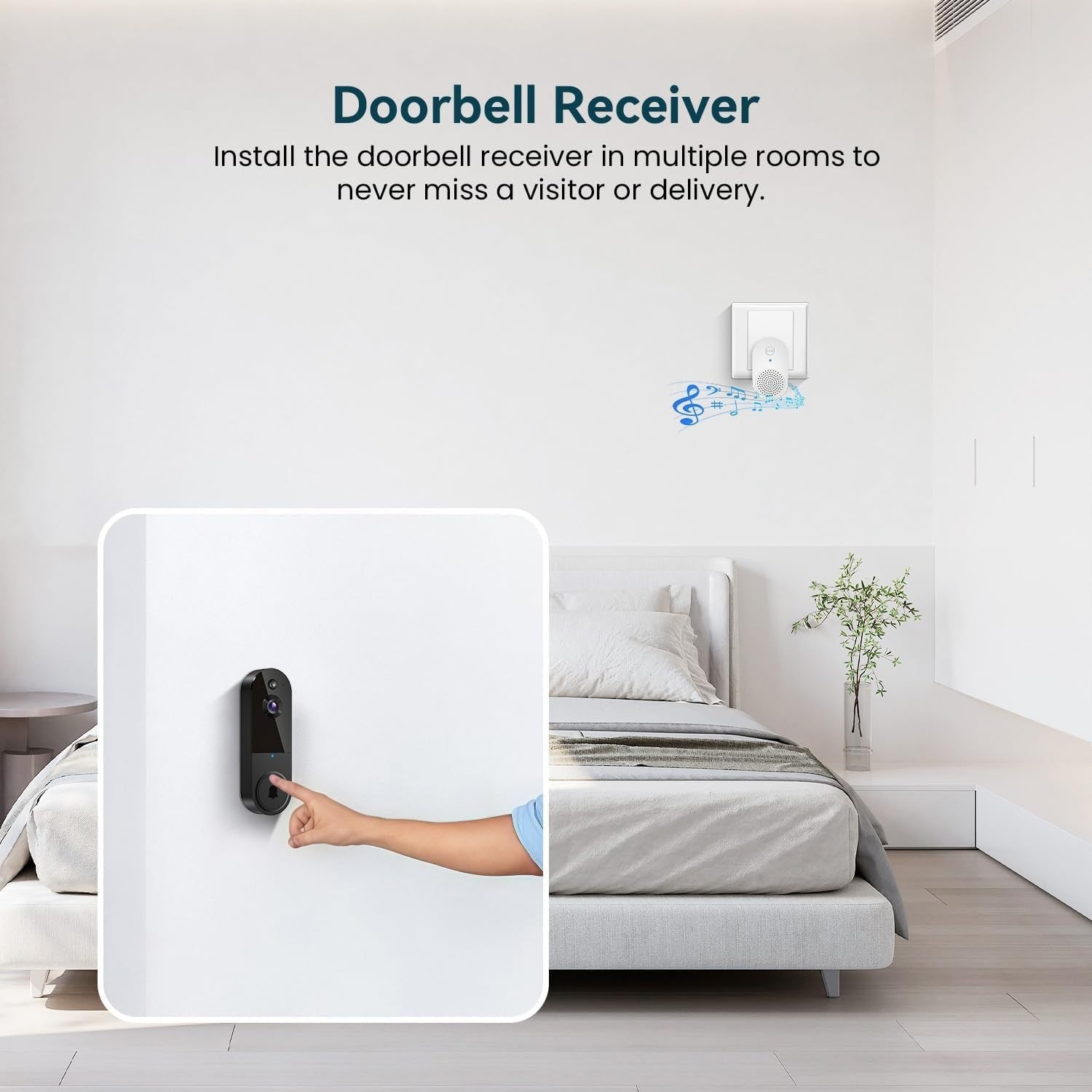 1080P Wireless Video Doorbell Camera, AI Human Detection, Night Vision, 2-Way