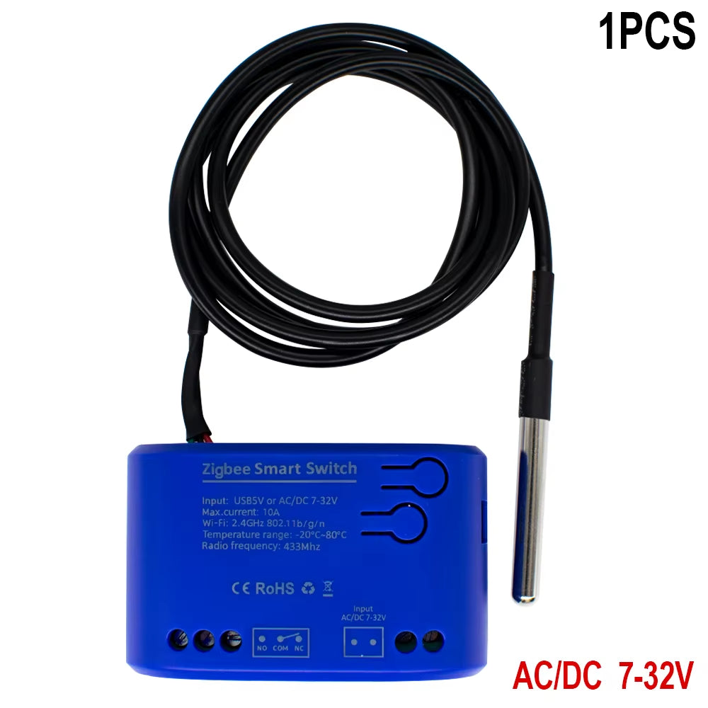 Zigbee Smart Temperature Switch 16A 2000W with Temperature Sensor Thermostat Data Monitoring Compatible with Alexa,Tuya
