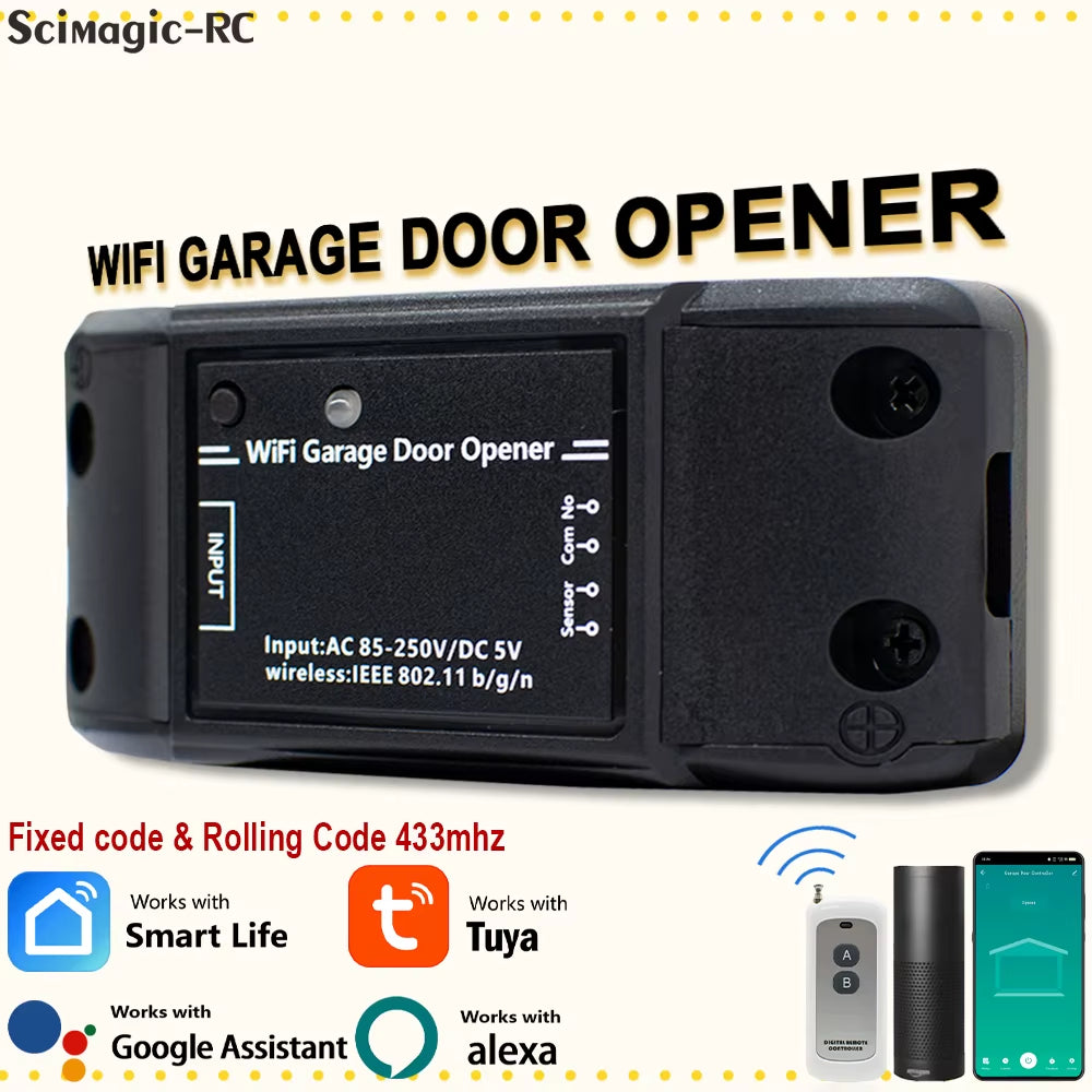 Tuya Wifi Switch Smart Garage Door Opener Controller Smart Home Module Smart Life APP Remote Control Supports Alexa Google Home