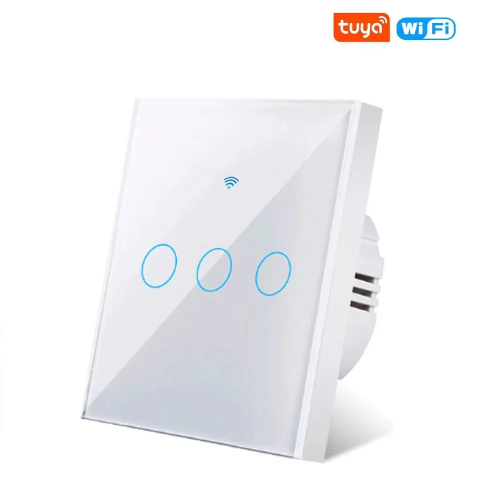Wifi Smart Switch EU Light Wall Touch Switch 220V No Need Neutral Wire Tuya Smart Life Work with Alexa Google Home 1/2/3Gang