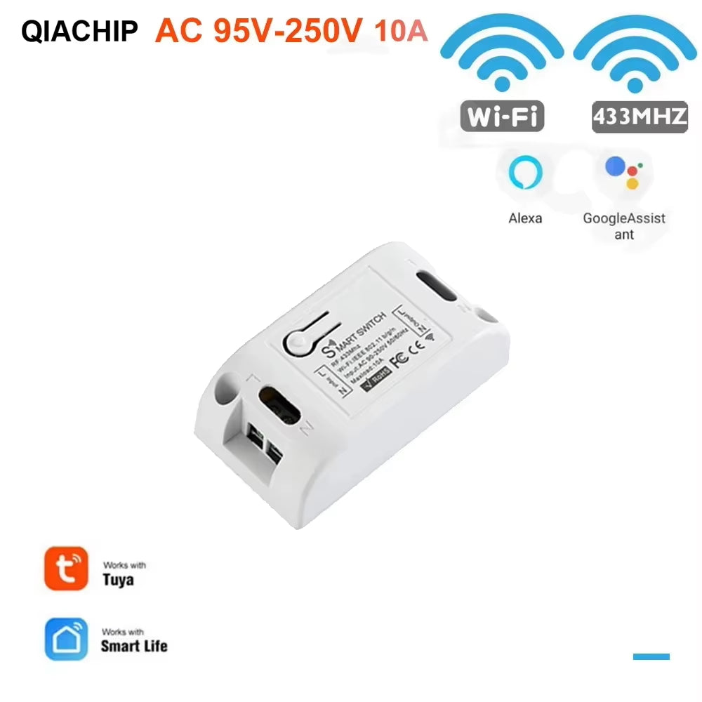 Tuya Wifi Smart Switch&433Mhz Wireless LED Light Switch 110V Receiver Relay 220V Remote Control Work with Smart Life Alexa