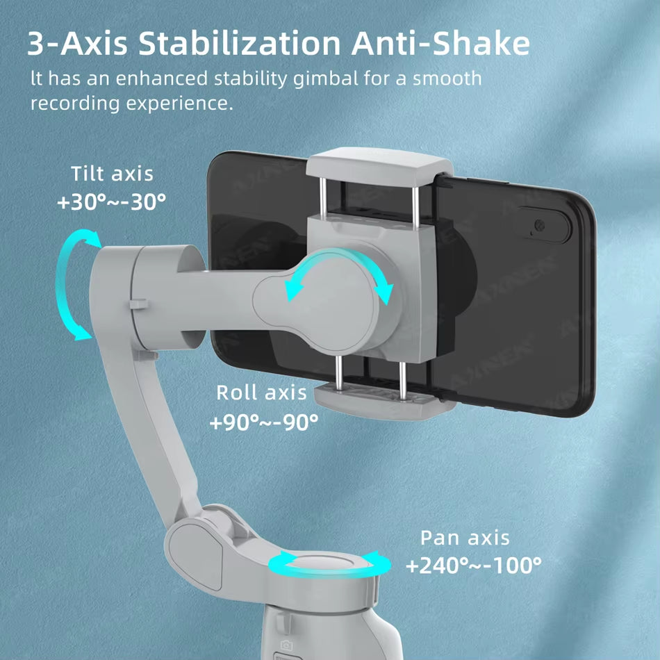 AI Smartphone Gimbal 3-Axis Foldable Follow Focus Stabilizer with Ai-Module Tripod Stand for Tiktok Vlog Video Photography