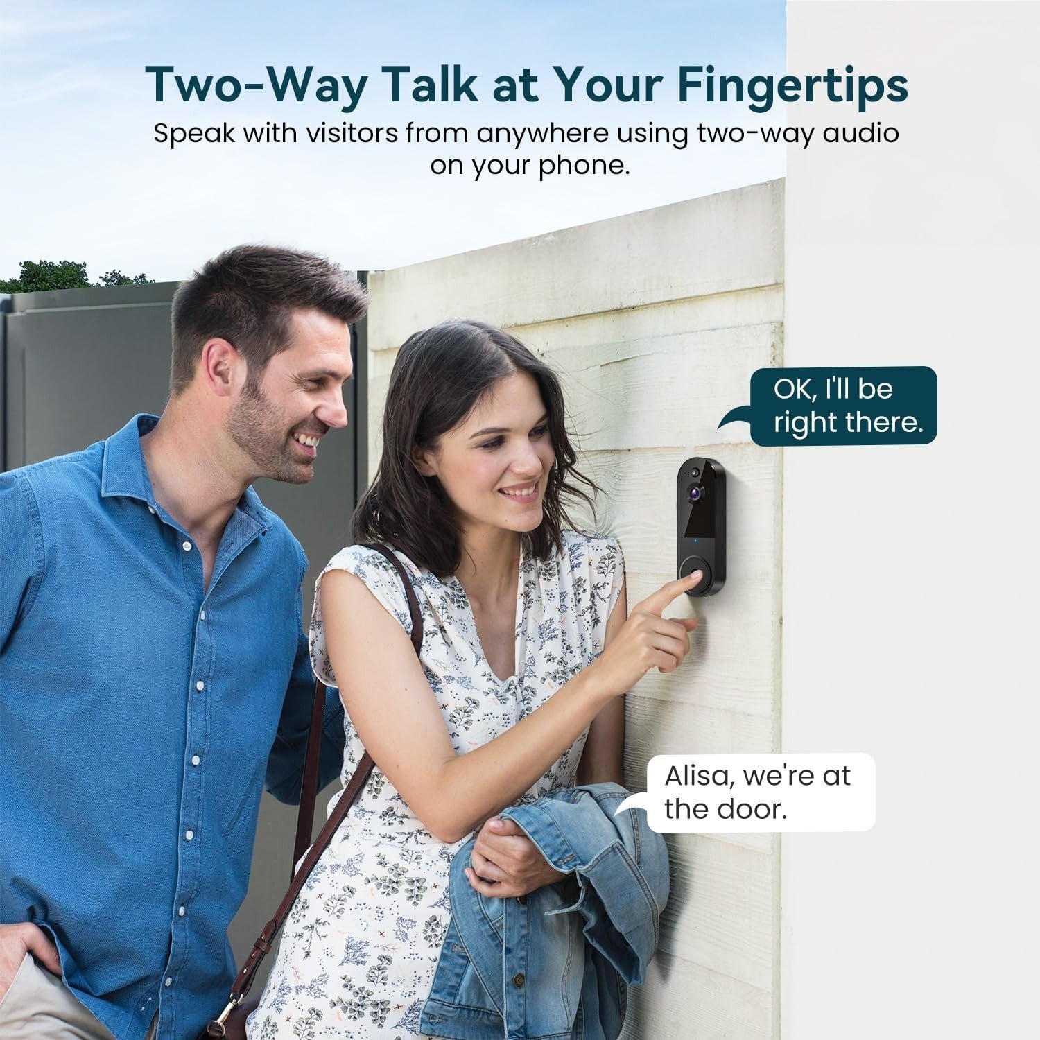 1080P Wireless Video Doorbell Camera, AI Human Detection, Night Vision, 2-Way