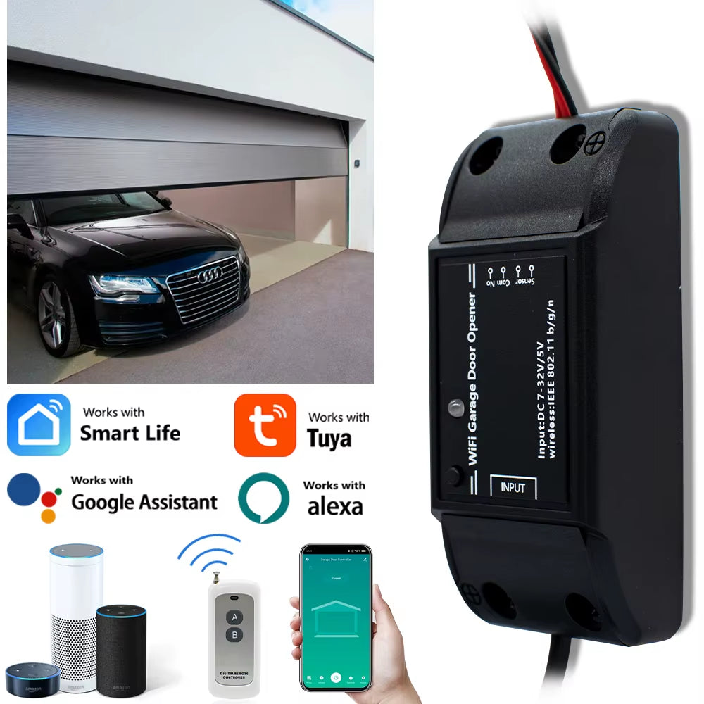Tuya Wifi Switch Smart Garage Door Opener Controller Smart Home Module Smart Life APP Remote Control Supports Alexa Google Home