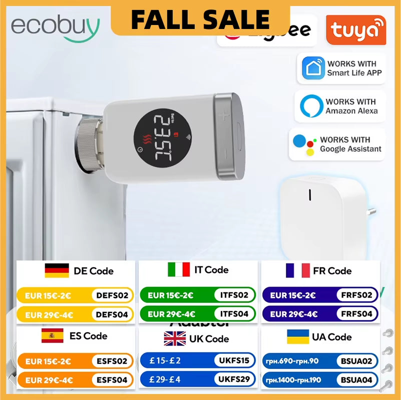 Tuya Zigbee Smart Home Thermostat Radiator Valve Actuator Smart TRV Thermostatic Valve Temperature Controller Alexa Google Home