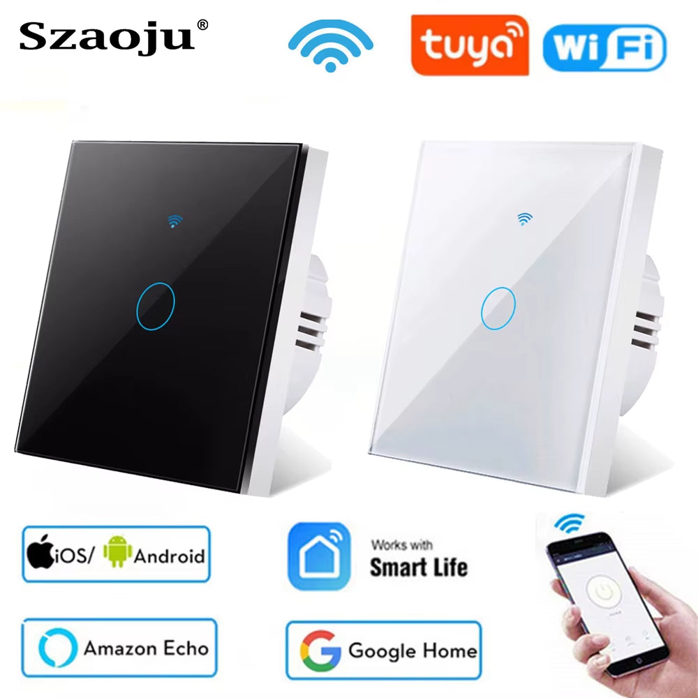 Tuya Smart Life Light Switch Wifi Touch Sensor Smart Switch App Remote Control No Neutral Wire 110V 220V for Alexa Google Home