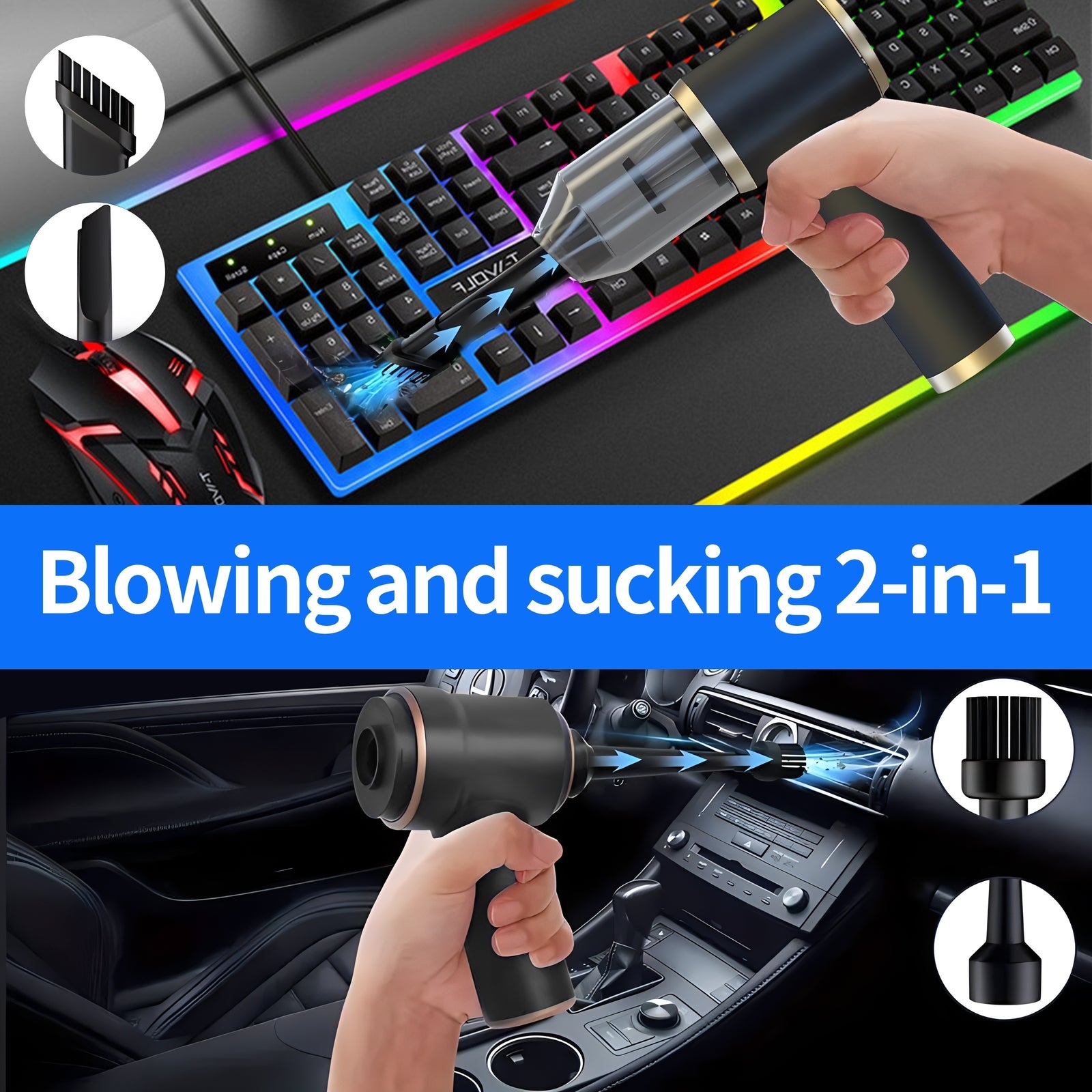 95000PA 4 IN1 Wireless Car Vacuum Cleaner Strong Suction Handheld Vacuum Home