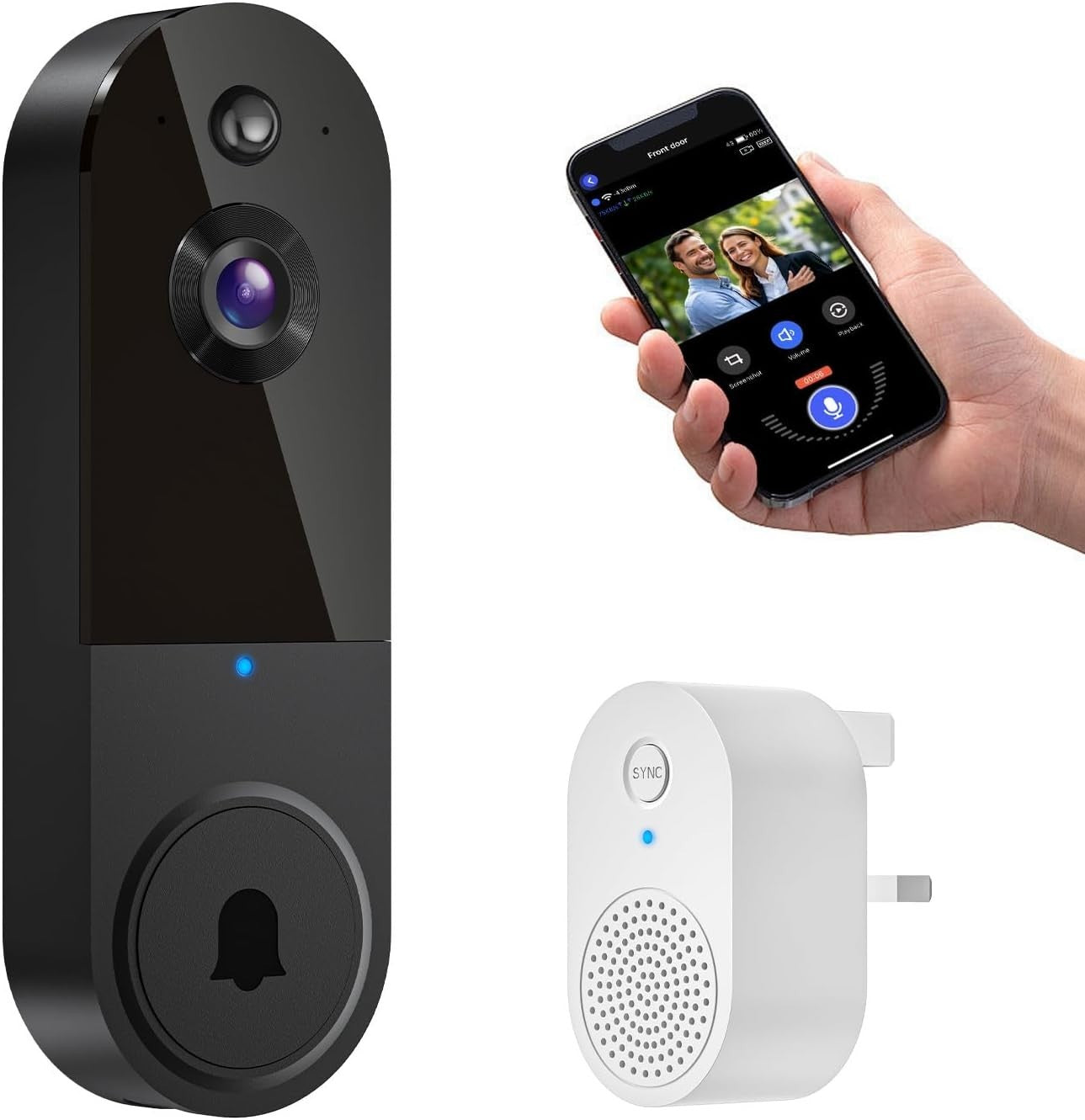 1080P Wireless Video Doorbell Camera, AI Human Detection, Night Vision, 2-Way