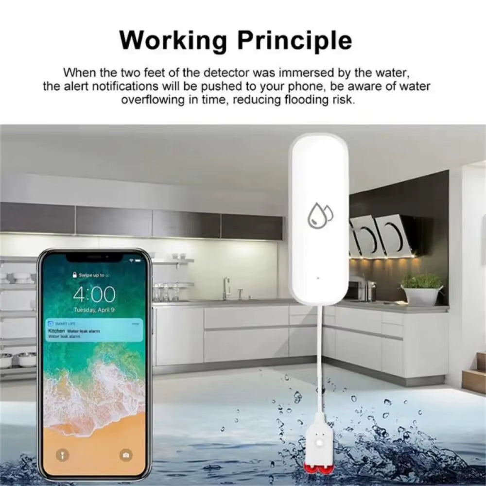 Tuya Wifi Water Sensor Leakage Alarm Flood Leak Detector Smart Home APP Remote Control Smart Home Security Protection
