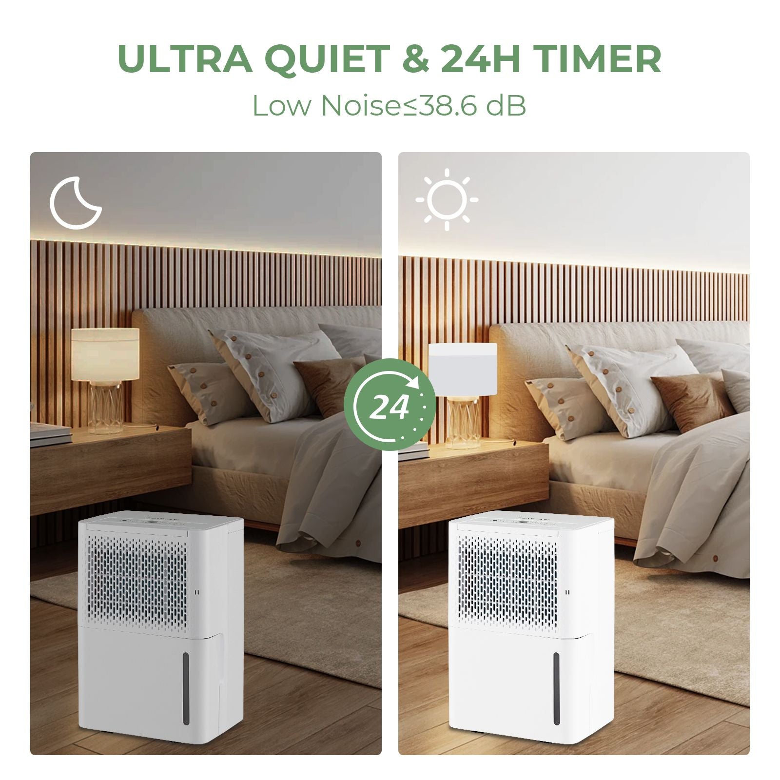 12L/Day Dehumidifier with Continuous Drying Auto Mode and 24H Timer