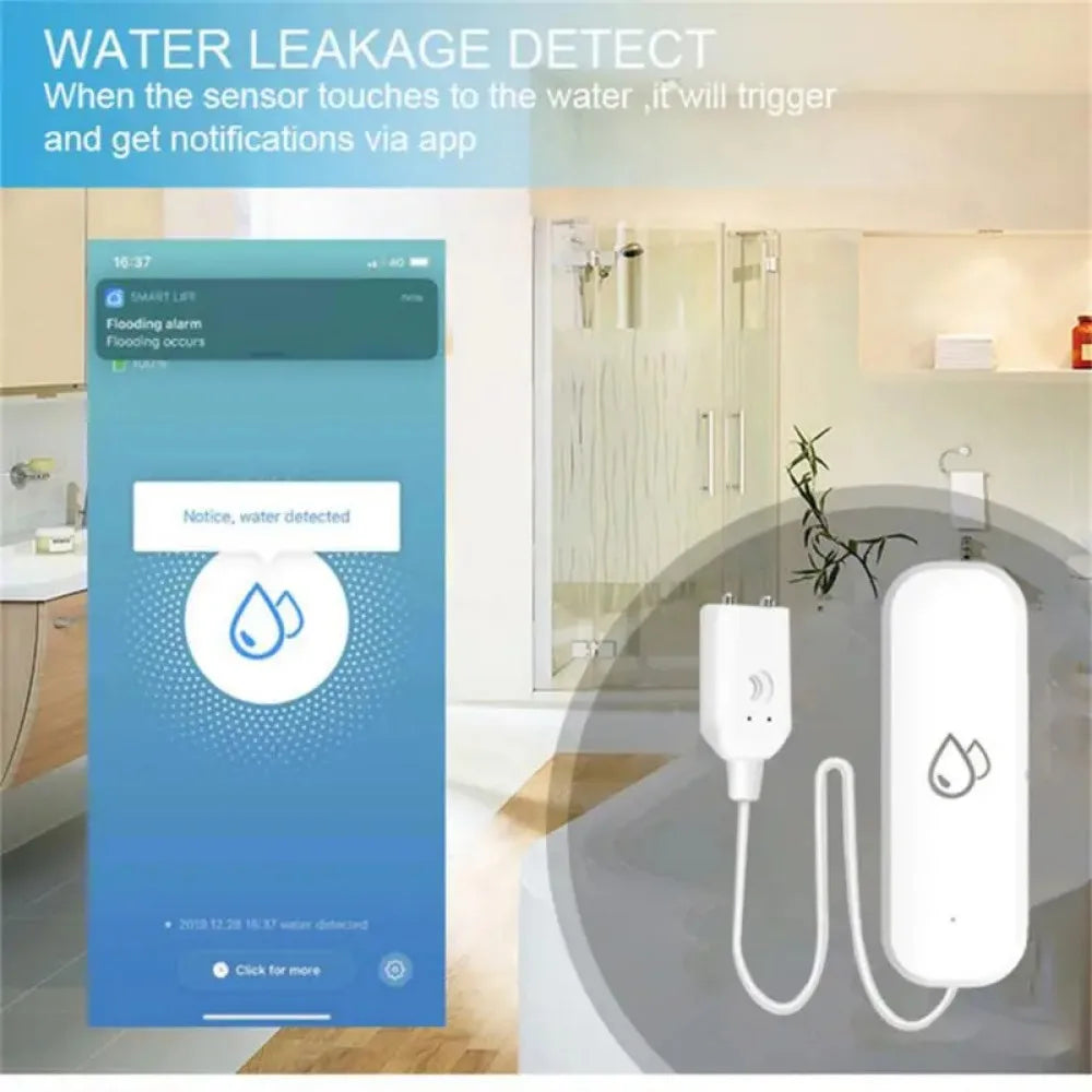 Tuya Wifi Water Sensor Leakage Alarm Flood Leak Detector Smart Home APP Remote Control Smart Home Security Protection