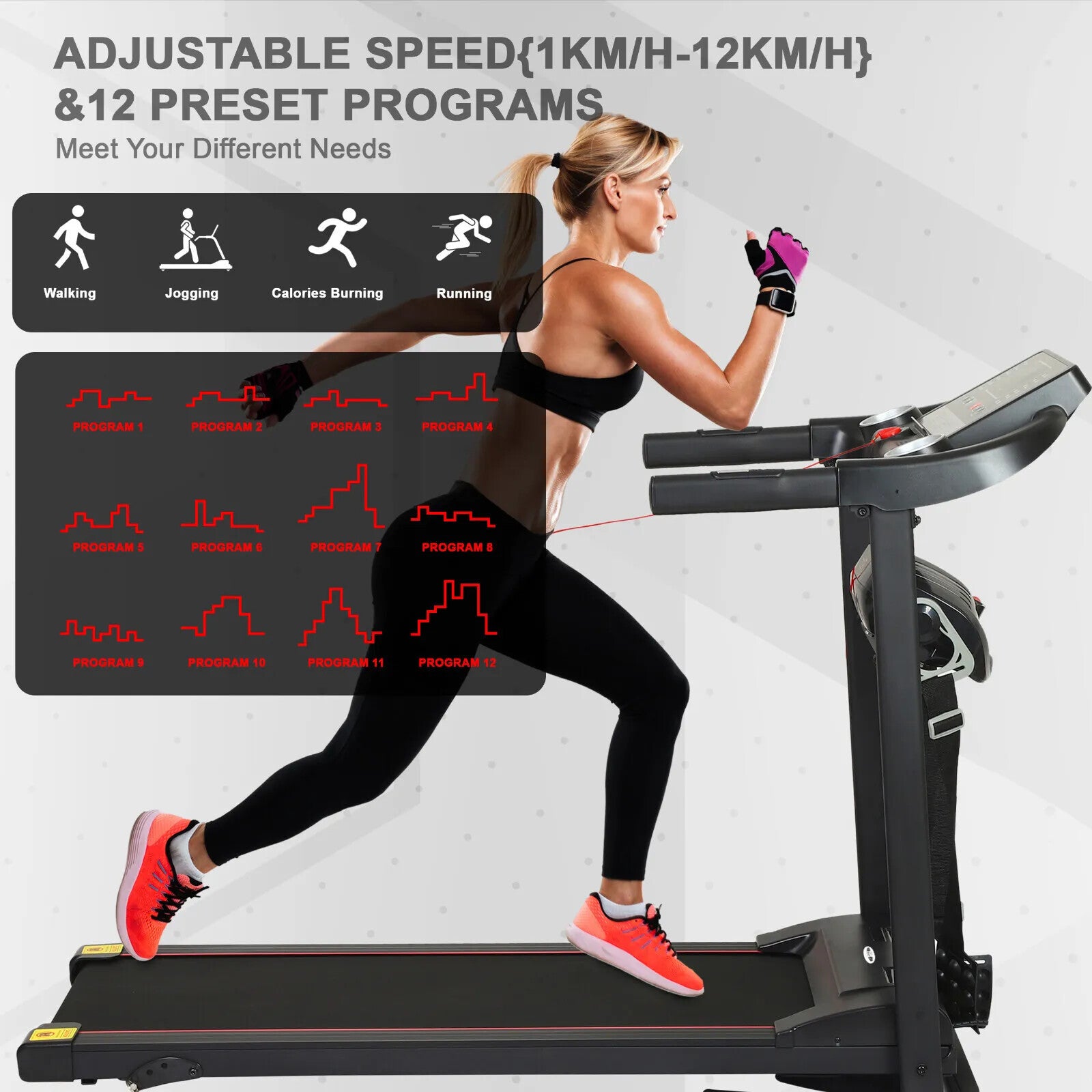 Treadmill Electric Motorized Massager & Incline Foldable Running Machine Home UK