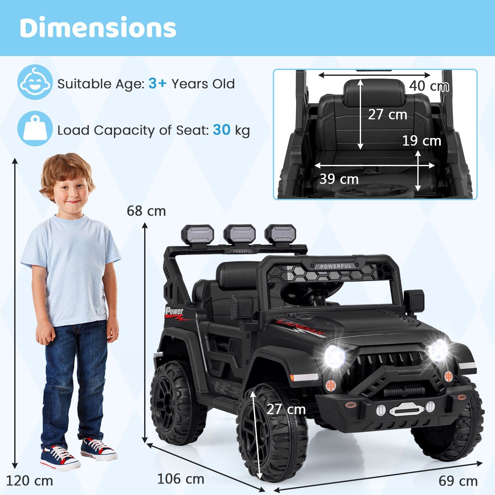 12V Kids Ride on Truck with Remote Control and Wireless Connection