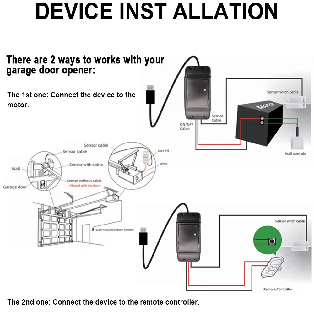 Tuya Wifi Switch Smart Garage Door Opener Controller Smart Home Module Smart Life APP Remote Control Supports Alexa Google Home