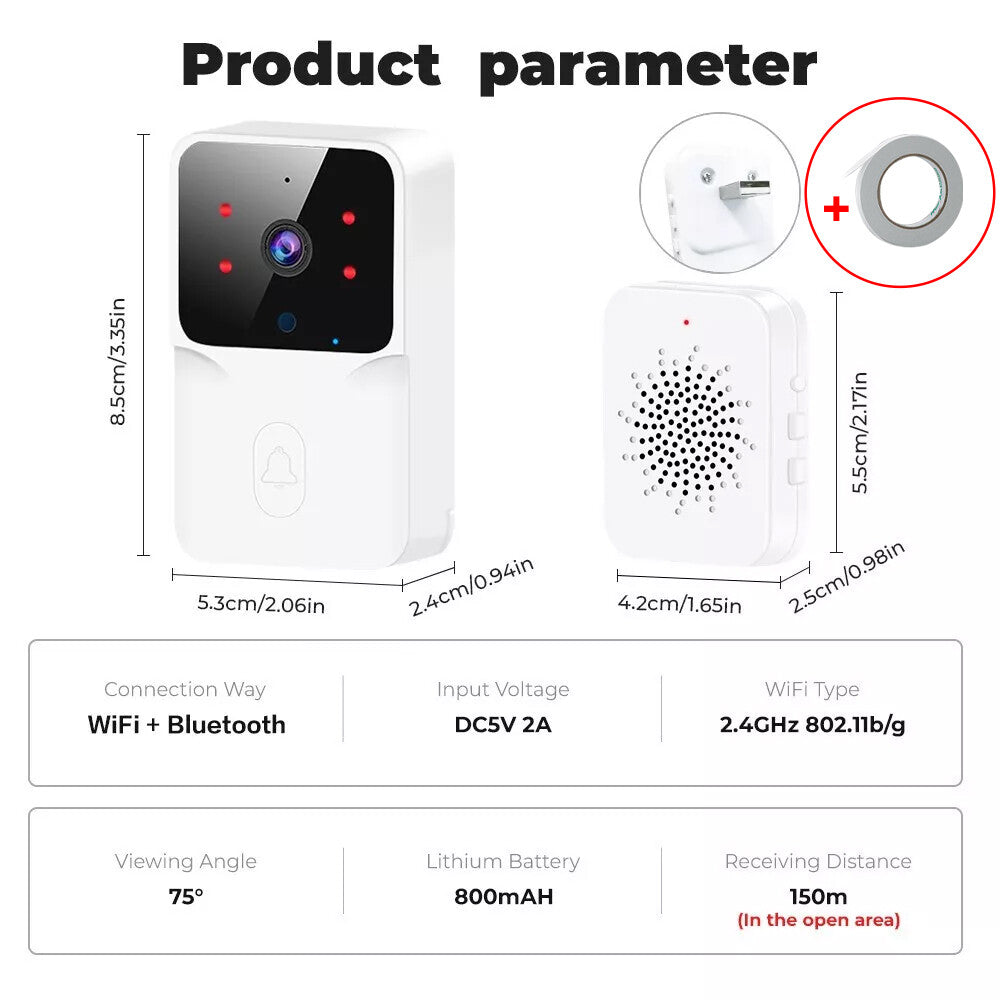 Smart Wifi Wireless Video Doorbell Security Ring Phone Camera Door Bell Intercom