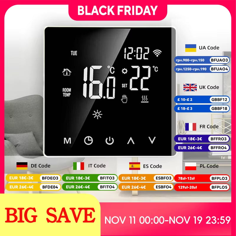 Tuya Smart Thermostat for Underfloor Heating Wifi Thermostat Floor Heating Controller Warm Floor Temperature Controller Alexa