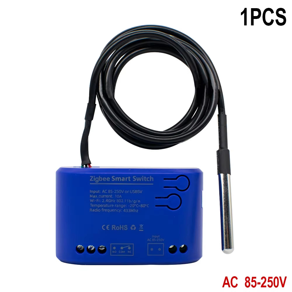 Zigbee Smart Temperature Switch 16A 2000W with Temperature Sensor Thermostat Data Monitoring Compatible with Alexa,Tuya