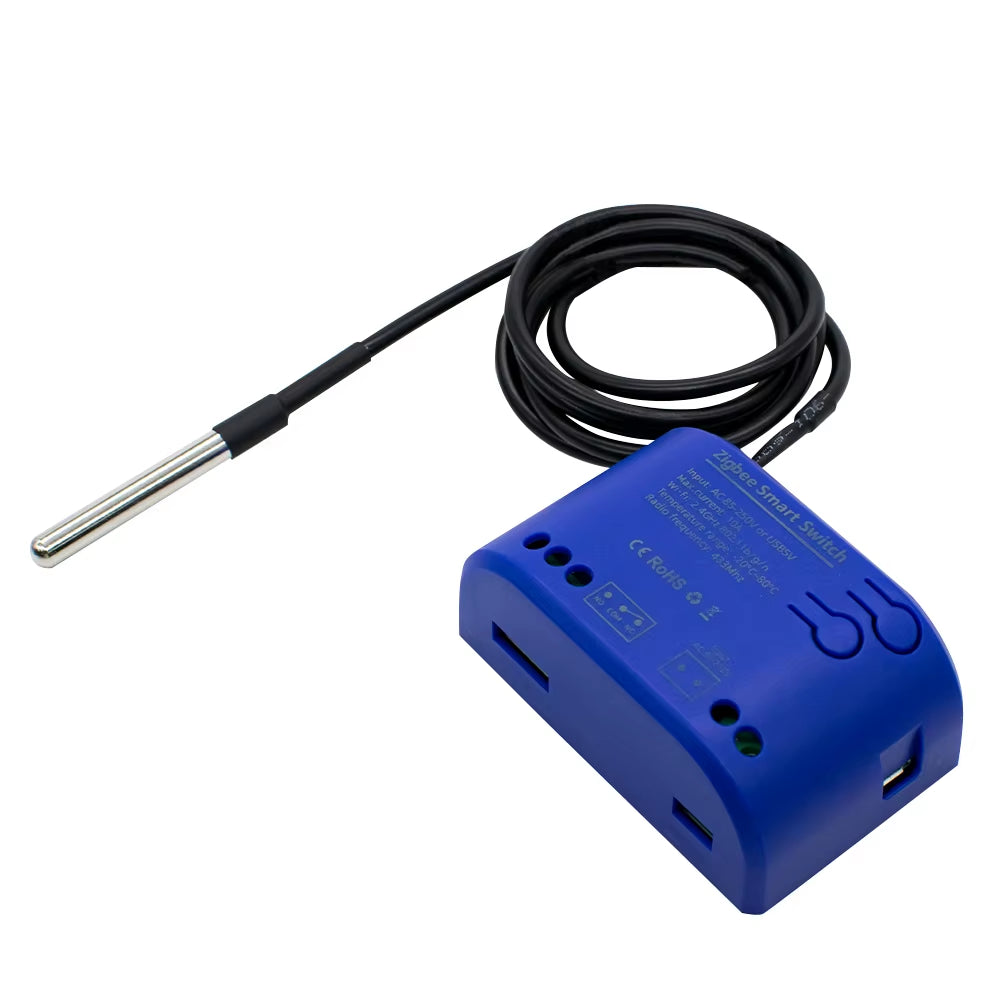 Zigbee Smart Temperature Switch 16A 2000W with Temperature Sensor Thermostat Data Monitoring Compatible with Alexa,Tuya