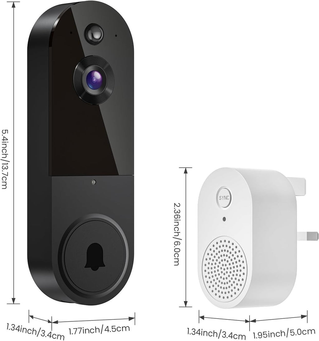 1080P Wireless Video Doorbell Camera, AI Human Detection, Night Vision, 2-Way