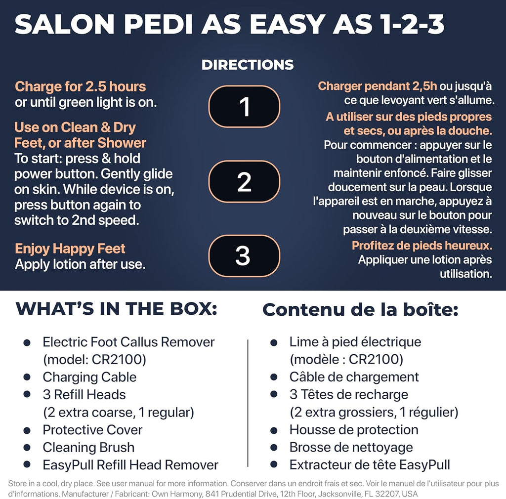 Electric Hard Skin Remover with Vacuum Absorption - Professional Pedicure Tools for Pedi Callus Foot Care - 3 Rollers Electronic Feet File CR2100 - Best for Dry, Cracked Heels (USB Cord)