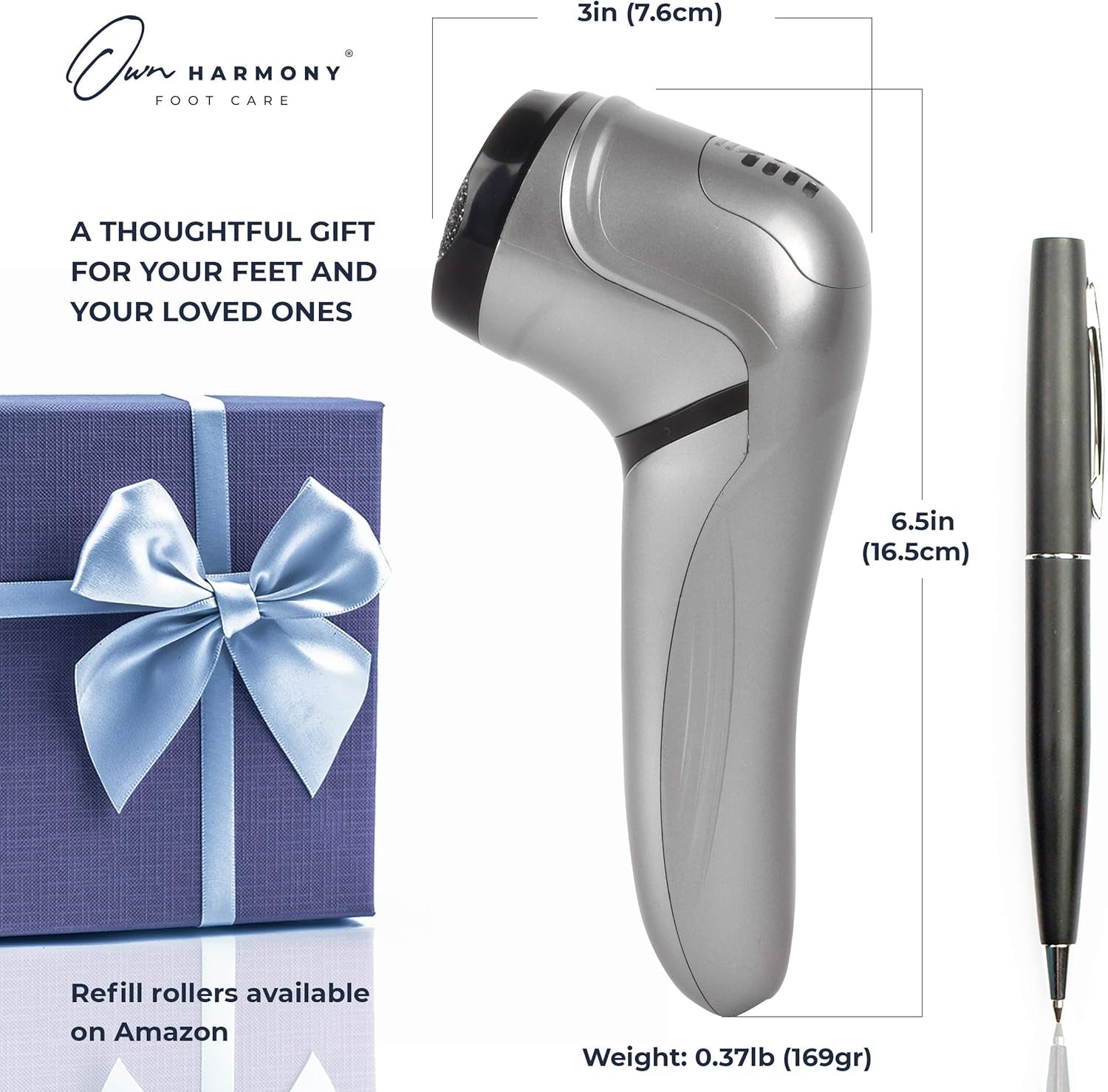 Electric Hard Skin Remover with Vacuum Absorption - Professional Pedicure Tools for Pedi Callus Foot Care - 3 Rollers Electronic Feet File CR2100 - Best for Dry, Cracked Heels (USB Cord)