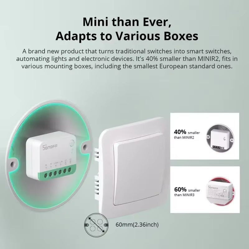 MINIR4M Matter Wifi Mini Smart Switch Detach Relay Smart Home Timer Work with Alexa Google Home Assistant Smartthings