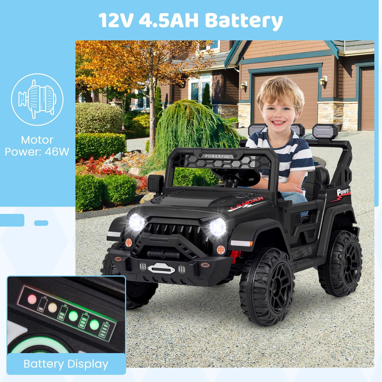 12V Kids Ride on Truck with Remote Control and Wireless Connection