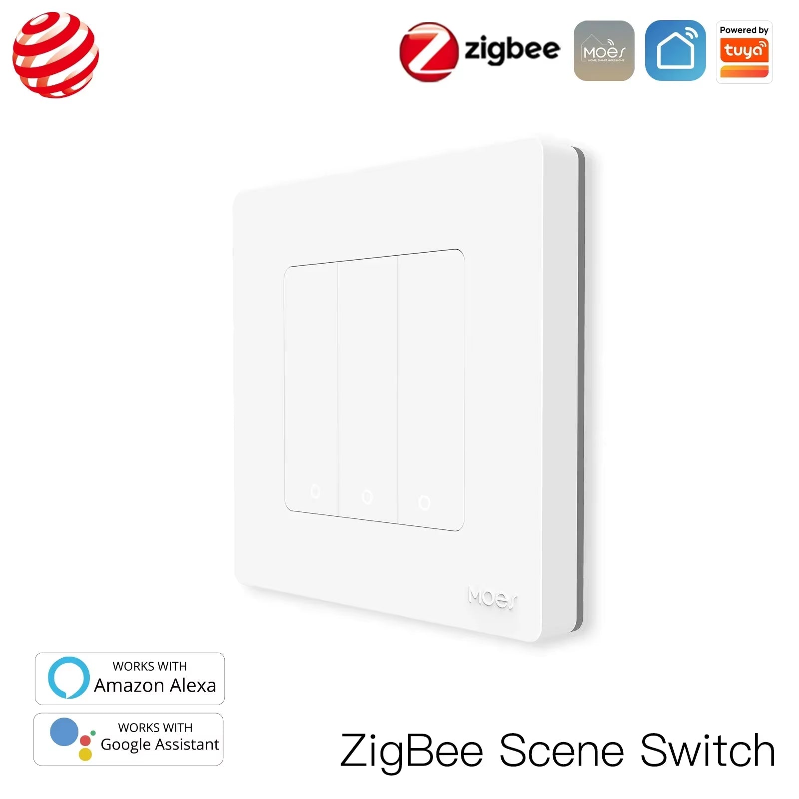 MOES Star Ring Switches Zigbee3.0 Tuya Smart Push Button Light / Scene Switch Smart Life APP Remote Control Alexa Google Voice