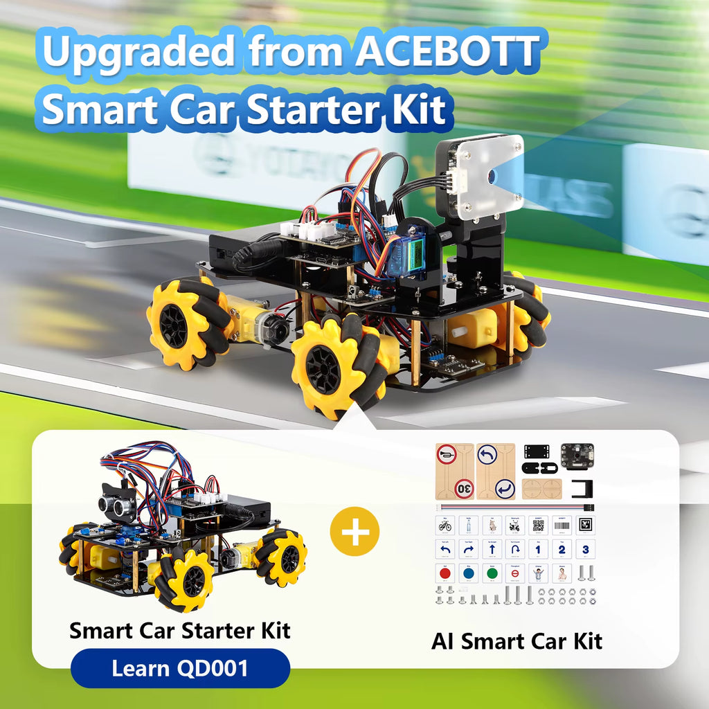 ACEBOTT AI Robot Car Kit with Real-Time Object Detection and Tracking for Arduino Smart Robotics Programming Kit