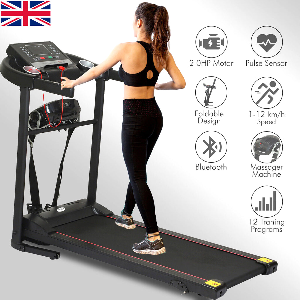 Treadmill Electric Motorized Massager & Incline Foldable Running Machine Home UK