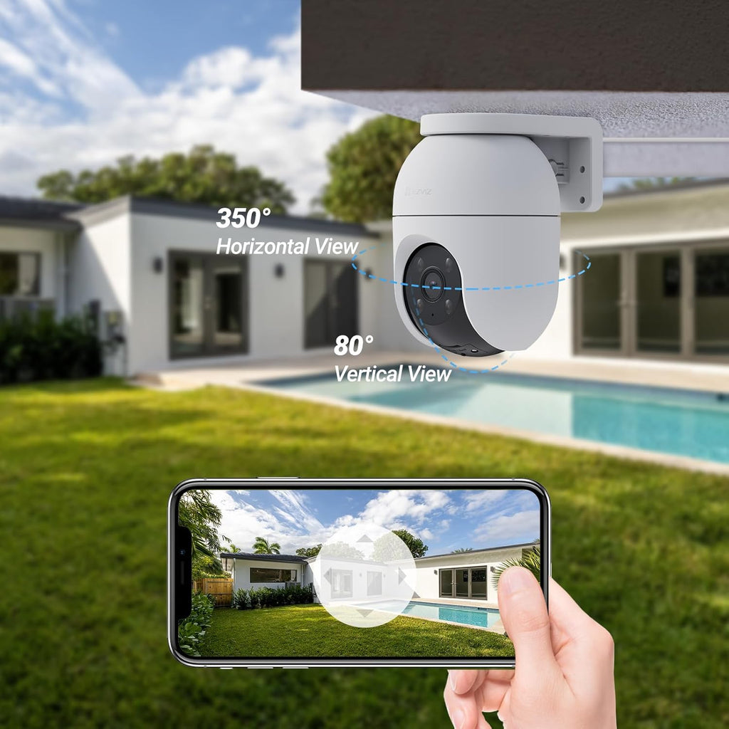 EZVIZ No Monthly Fee Security Camera Outdoor, PTZ 360°, 512 GB SD Card, Human/Ve